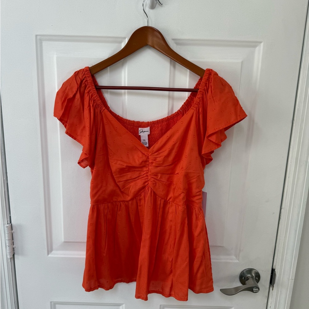 Coral Flutter Sleeve Blouse